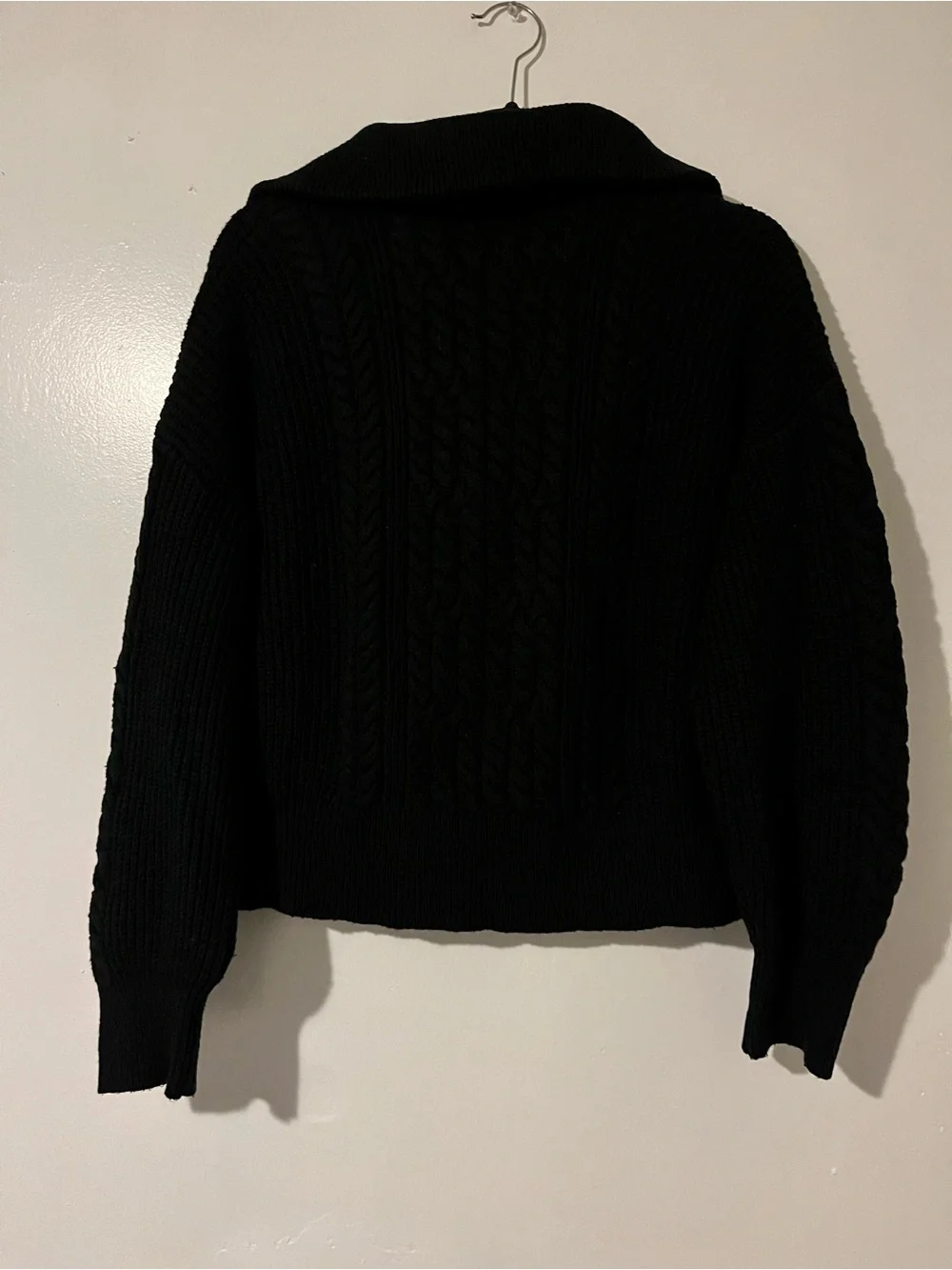 Nili Lotan Black Cable-Knit Half-Zip Sweater